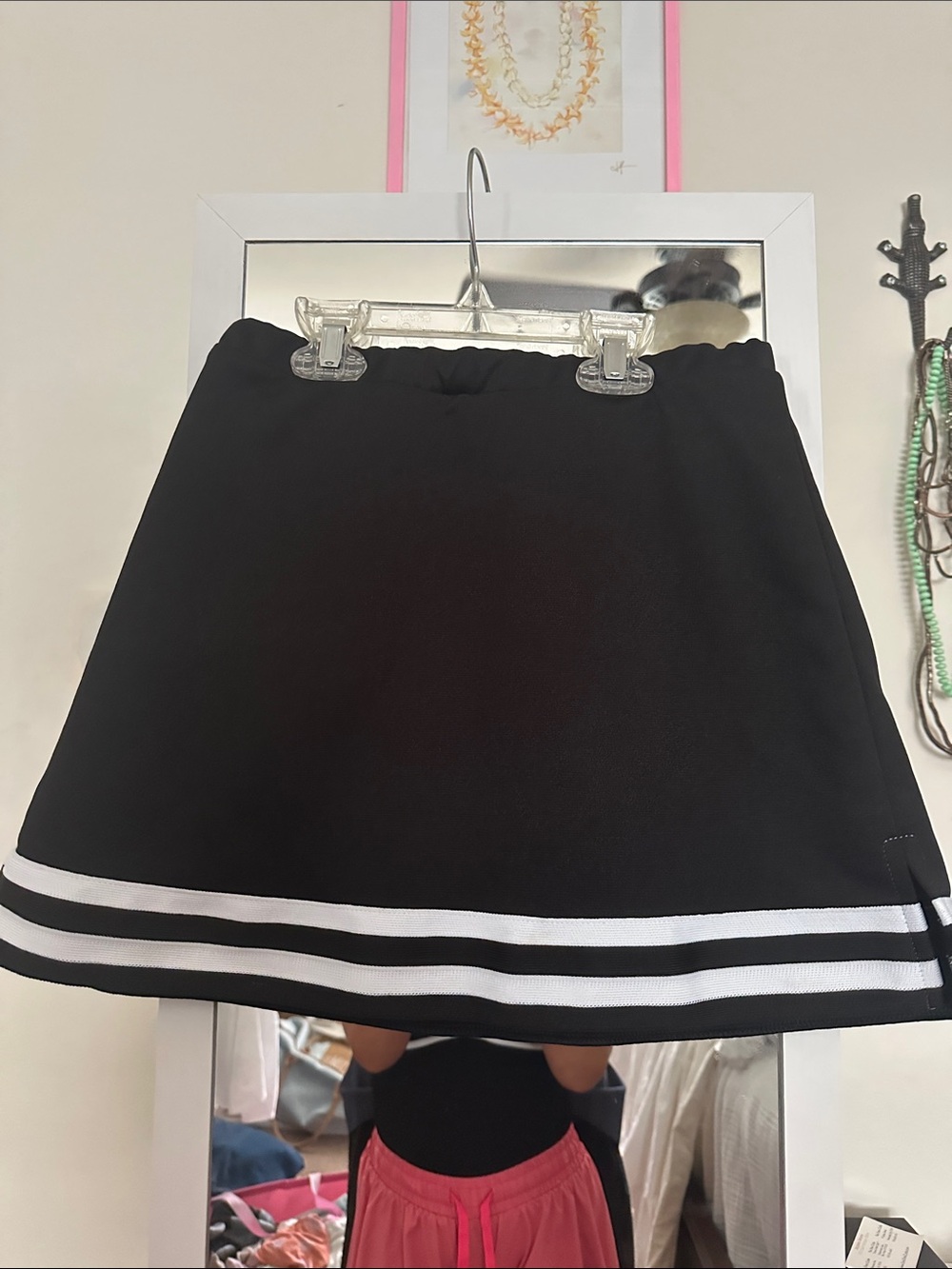 Girls Black A-Line cheer Skirt with White Stripe Detail size 11/12